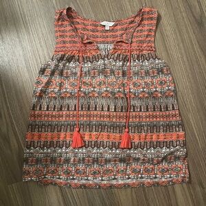 Lucky Brand Boho Sleeveless Top with Tassels XS